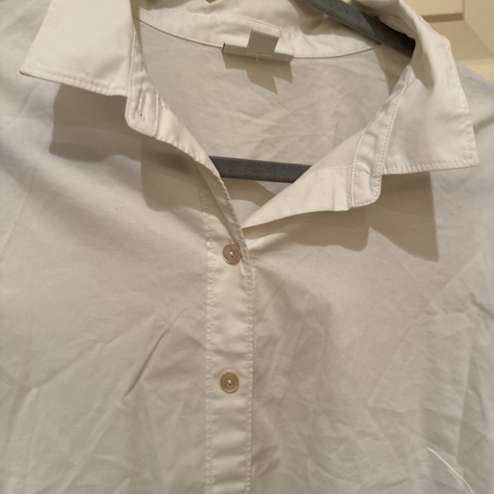 J. Jill Button Down Shirt Womens L White Black Paisley Embroidered Puff Sleeve - Picture 5 of 9